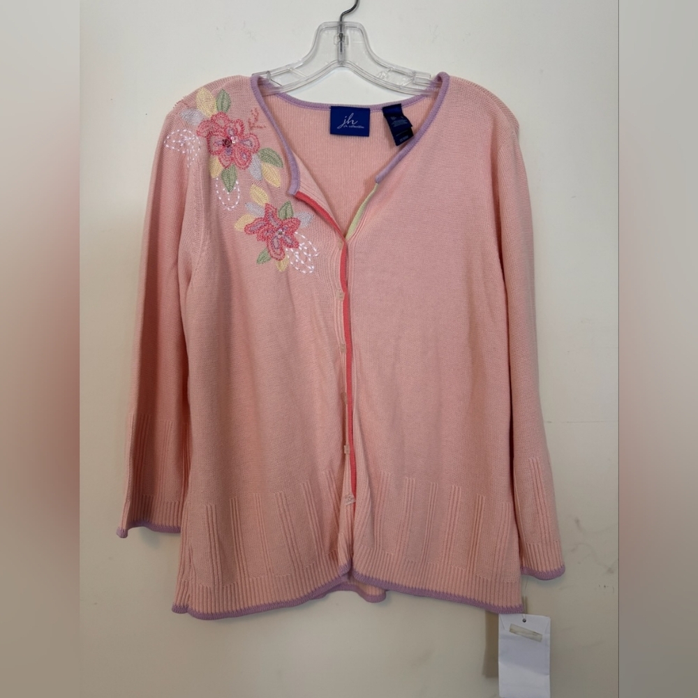 Pink Floral Embroidered Women's Sweater